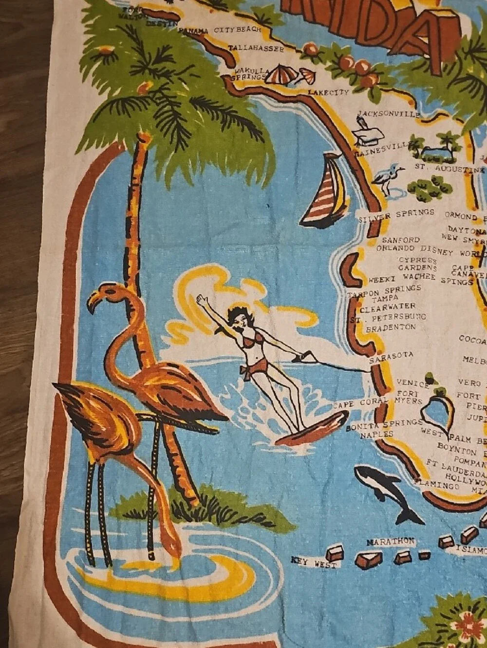 Florida Beach Towel 100% Cotton 80s Vintage By Triangle State